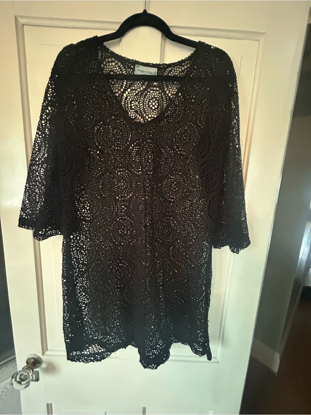 Porto Cruz Black Crochet Bathing Suit Cover Up